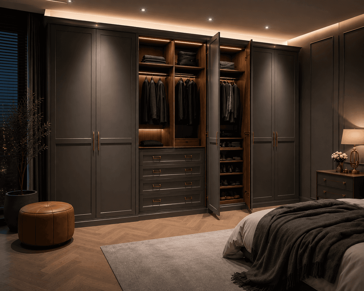 Charcoal Hinged Wardrobe alternative view